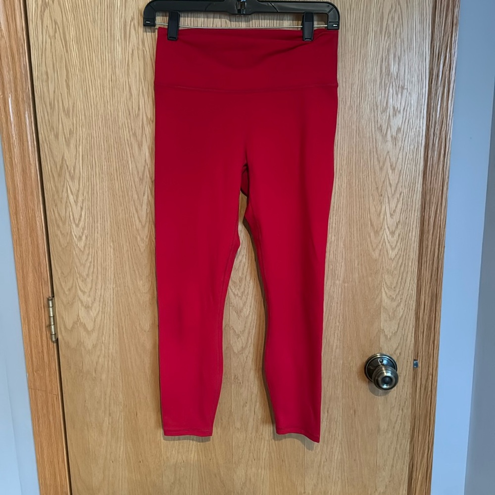 Red Fabletics workout leggings